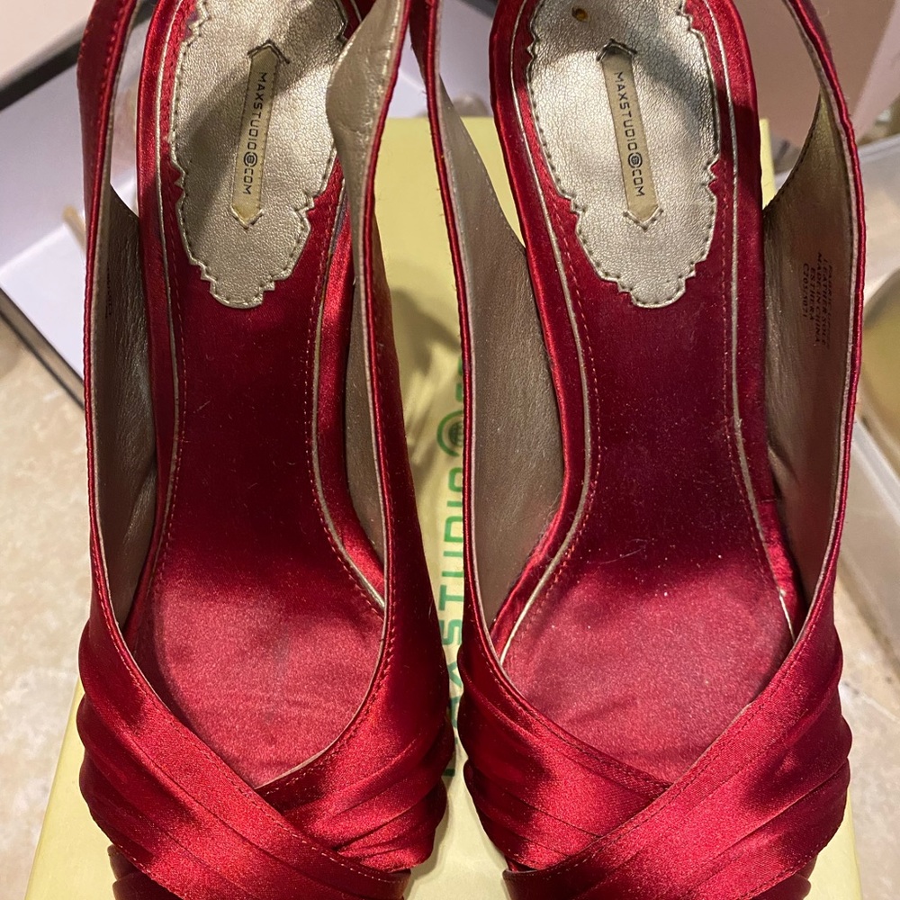 Max Studio Red Satin Heels